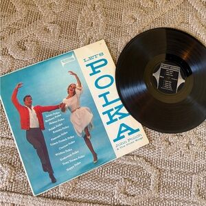 Vintage 'Let's Polka' Vinyl LP with Sleeve - Blue & White Cover
